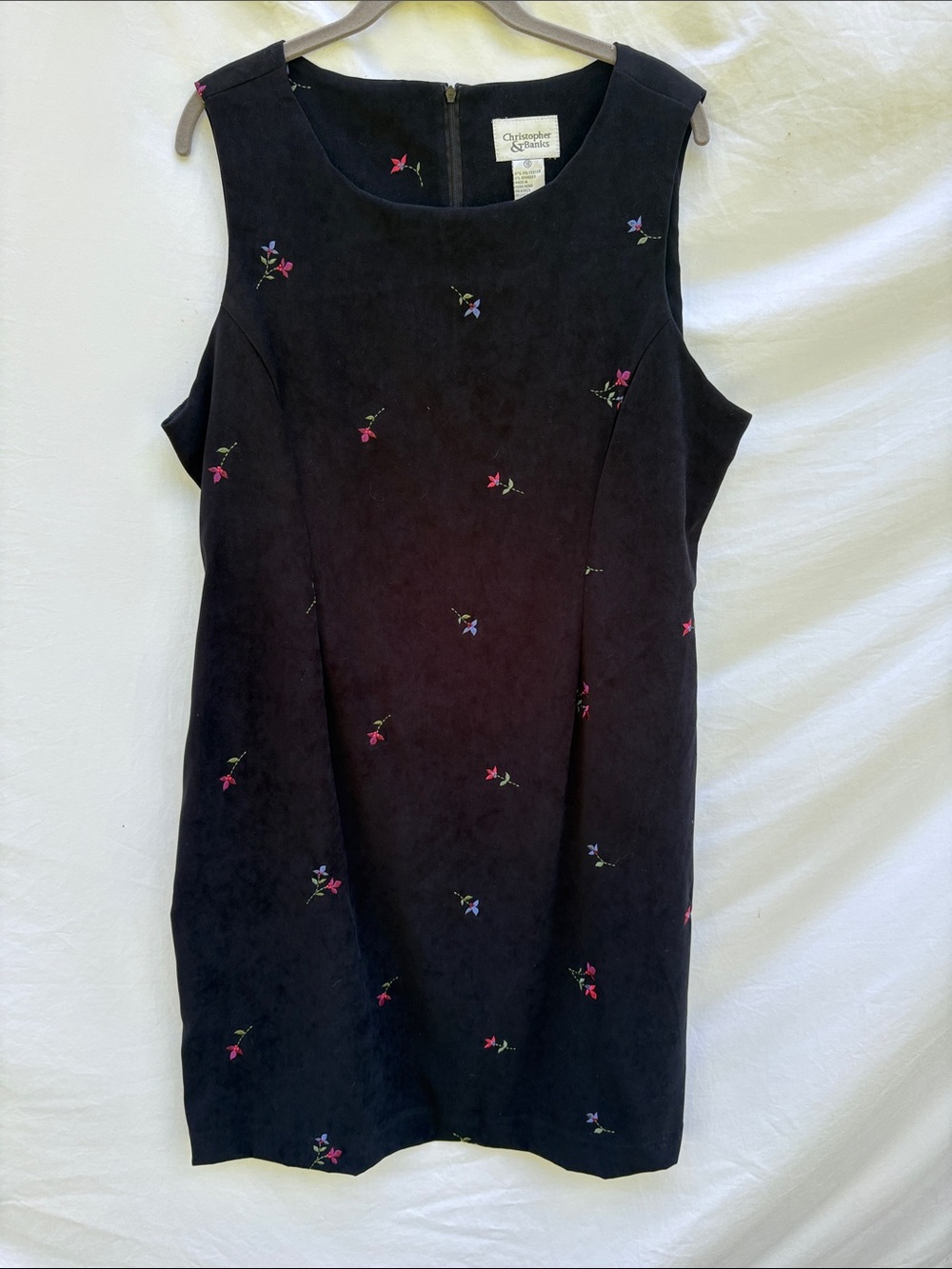 Christopher & Banks Black Sleeveless Embroidered Shift Dress